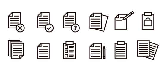 Set of Document Icon. Vector Illustration.