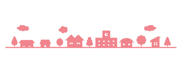 街並み　学校　シンプル