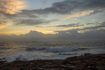 Fototapeta premium Morning sunrise over the ocean in the south coast of South Africa