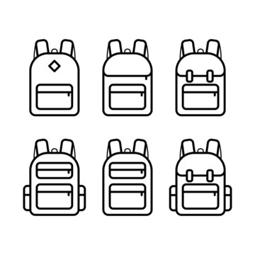 Vector black and white kawaii schoolbag illustration. Outline back