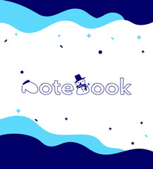 Fototapeta na wymiar Snowman Funny Notebook Cover In Blue Color