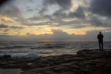 Morning sunrise over the ocean in the south coast of South Africa