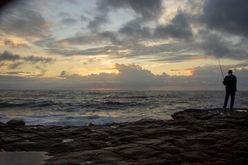 Fototapeta premium Morning sunrise over the ocean in the south coast of South Africa