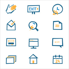 Office web icon set, handmade, sketch doodle illustration collection