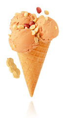 Peanut ice cream isolated with clipping path