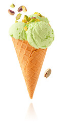 Pistachio ice cream isolated with clipping path.
