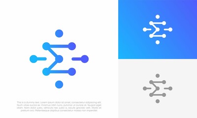 letter E tech logo initial abstract vector icon design illustration