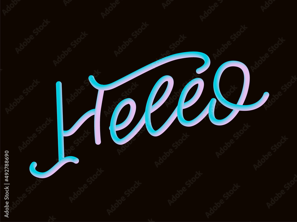 Poster hello in hand drawn style. hello world. lettering design concept. white background. hand lettering t