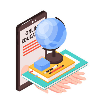 Online Education Isometric Composition