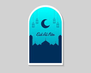 Eid Al Fitr With Dome Flat Template