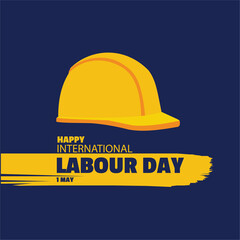 Vector congratulations for International Labor Day. simple and elegant illustration. yellow helmet image