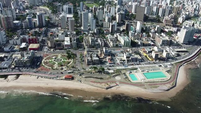 salvador, bahia, brazil - march 7, 2022: aerial view of residential buildings in the Pituba neighborhood in the city of Salvador.