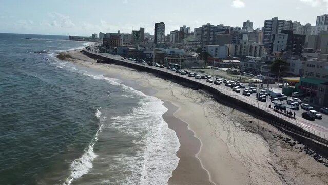 salvador, bahia, brazil - march 7, 2022: aerial view of residential buildings in the Pituba neighborhood in the city of Salvador.