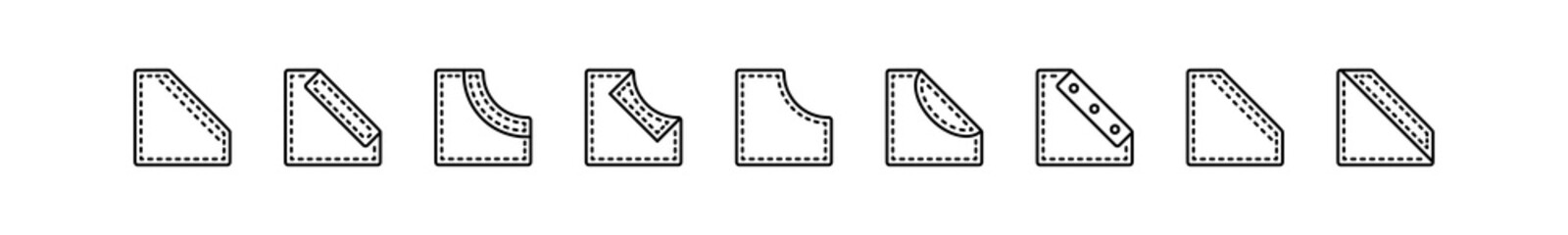 Patch Pocket Set Icons. Stylish Design Workwear, Uniform, Outerwear, Casual Fashion. Vector sign in simple style isolated on white background.