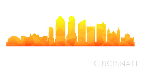 Cincinnati, OH, USA Low Poly Skyline Clip Art City Design. Geometric Polygon Graphic Horizon Icon. Vector Illustration Symbol.