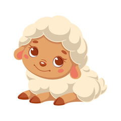 Cute sheep cartoon vector illustration