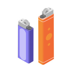 Gas Lighters Isometric Composition