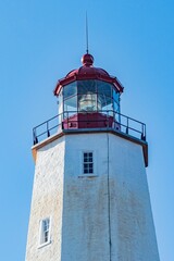 Closeup of Sandy Hook Lighthouse on a Winter Day, Gateway National Recreation Area, New Jersey, USA