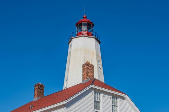 Closeup of Sandy Hook Lighthouse, Gateway National Recreation Area, New Jersey, USA