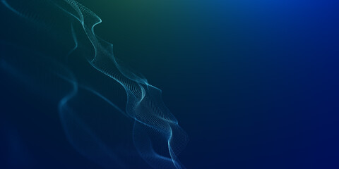 Wave dot particular line background. Digital dot wave particular concept. Digital technology connects background. Big data technology.