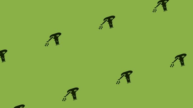 animation of hookah with smoke icon on green background