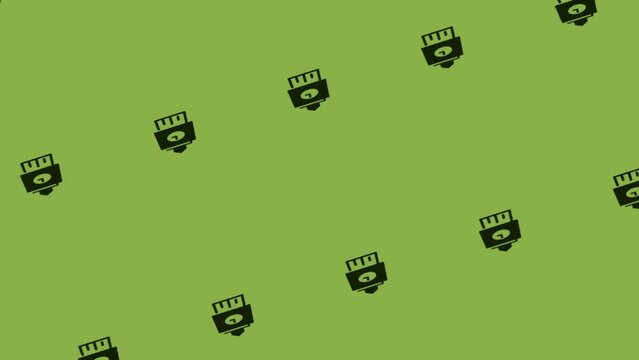 big ben tower icon animation spinning on green background