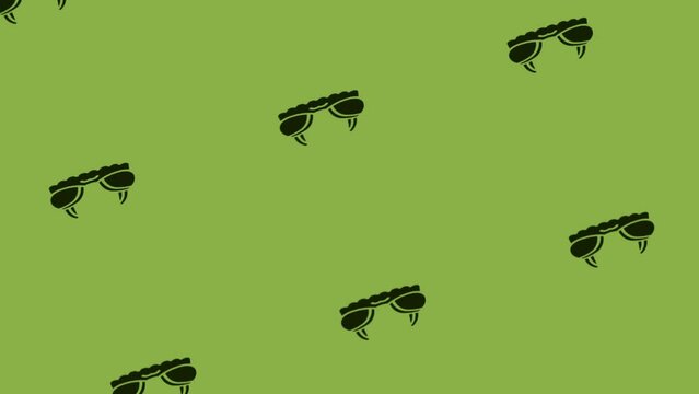 black bra icon animation spinning on green background