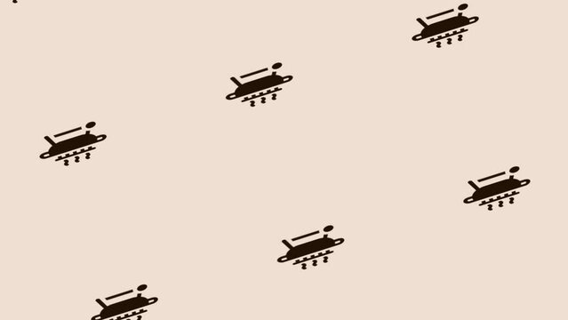 animation of black bbq icon on light pastel background