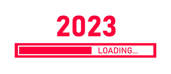 Loading bar for 2023 goal planning business concept, vector illustration for graphic design, flat style.