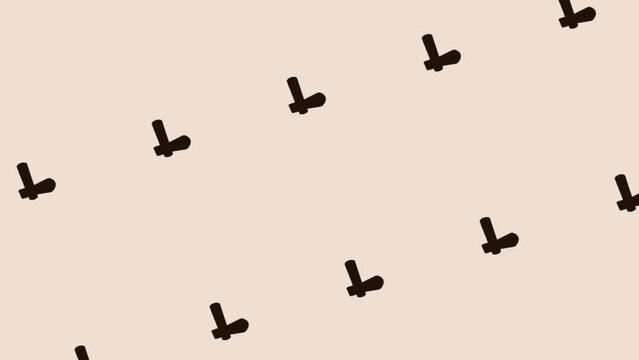 animation of spinning axe icon on light pastel background