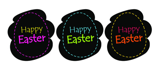 happy Easter. stickers for Easter. black modern fashion stickers in the shape of an egg. vector illustration for Easter. bright label "happy Easter". a label for a gift