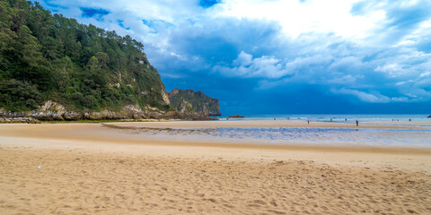 Coastline and Cliffs, Beach of La Franca, Protrected Landscape of the Oriental Coast of Asturias, La Franca, Ribadeveva, Asturias, Spain, Europe
