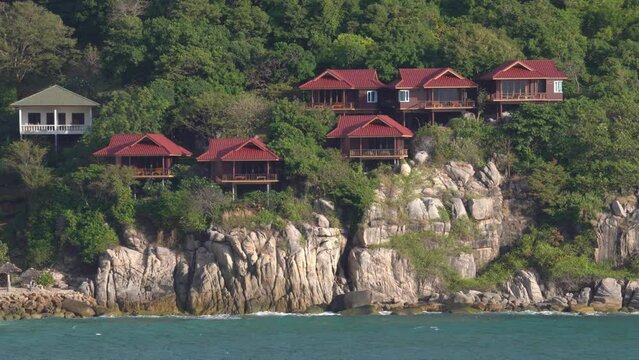 Waterfront Private Resort Of Aow Leuk Grand Hill In Koh Tao, Thailand. Static Shot