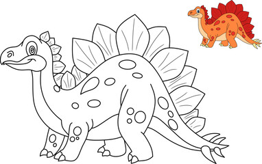 vector drawing of cartoon dinosaur, for coloring book.
