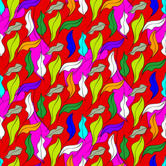 Vector seamless half-drop pattern, with leaves 