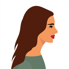 woman portrait in profile flat design, isolated
