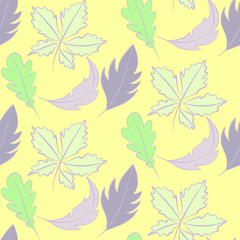 Vector seamless half-drop pattern, with leaves 