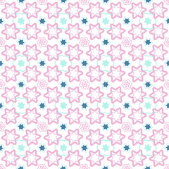 Seamless color background. The texture of simple doodle elements. Decorations for fabrics, children's textiles.For scrapbooking, packaging, gift products. Digital template. Easter, Christmas backgroun