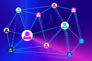 Social network  and big data concept. Social connection create big data.