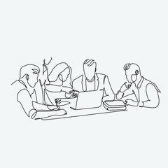 Line art illustration of business and marketing. Social media. 