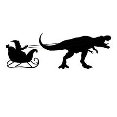Santa's Sleigh, dinosaur silhouette, christmas