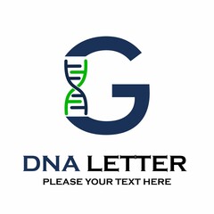 Letter g DNA logo template. Design with chromosome symbol. Suitable for research, science, medical, logotype, technology, lab, molecule, protein, nucleus etc