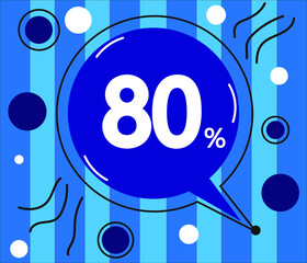Vector illustration 80% off banner. blue label