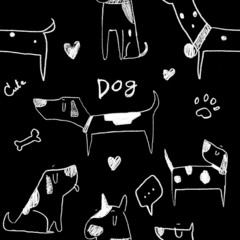 Cute dog, hand drawn for seamless pattern