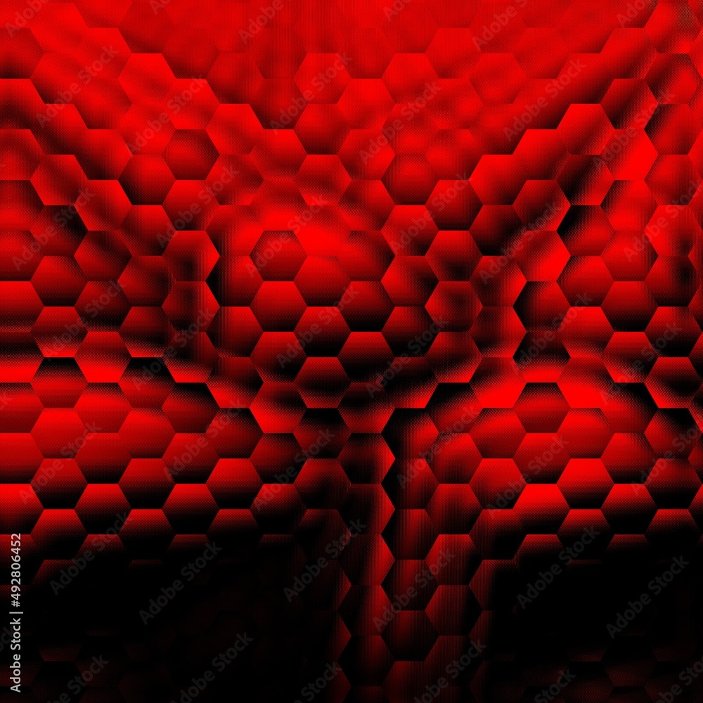 Poster bright red and scarlet curved patterns and design on a black background