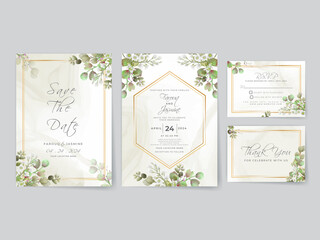 Wedding invitation cards greenery leaves