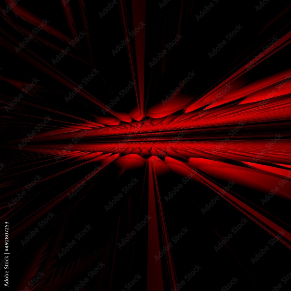 Poster bright red and scarlet curved patterns and design on a black background