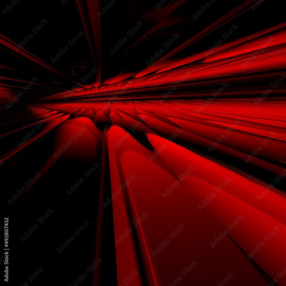 Poster bright red and scarlet curved patterns and design on a black background