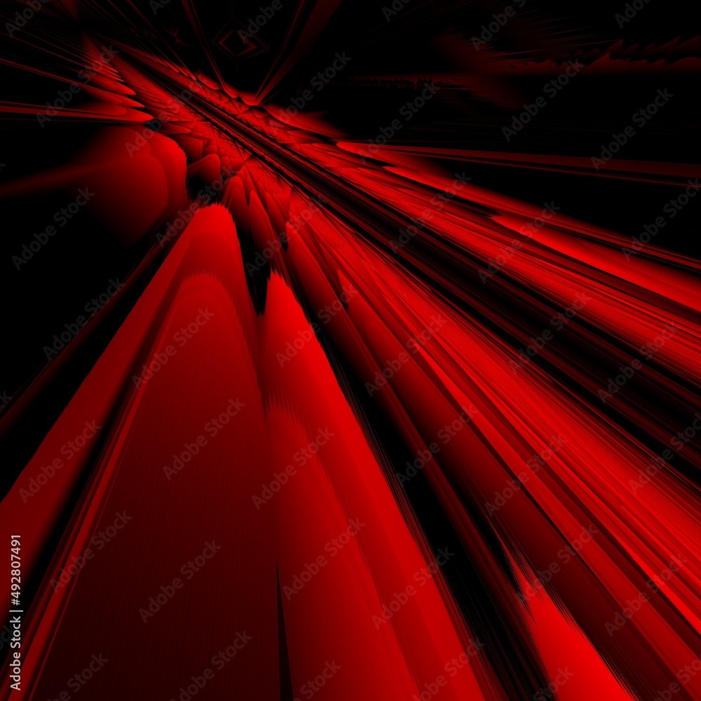 Poster bright red and scarlet curved patterns and design on a black background