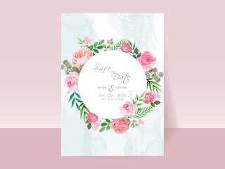 Wedding invitation cards set pink roses